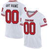 Custom White Red-Black Mesh Authentic Throwback Football Jersey