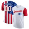 Custom White White-Red 3D American Flag Performance T-Shirt