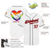 Custom White Red-Black Rainbow Colored Heart For Pride Month Love Is Love LGBT Authentic Baseball Jersey