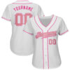 Custom White Medium Pink-Pink Authentic Baseball Jersey