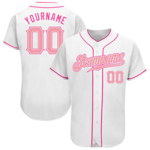 White1040 Custom White Medium Pink-Pink Authentic Baseball Jersey