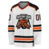 Custom White Black-Orange Hockey Jersey