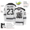 Custom White Black-Gray Hockey Jersey