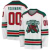 Custom White Red-Green Hockey Jersey