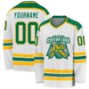 Custom White Kelly Green-Gold Hockey Jersey