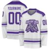 Custom White Purple-Gray Hockey Jersey