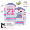 Custom White Pink-Light Blue Hockey Jersey