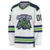 Custom White Navy-Neon Green Hockey Jersey