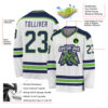 Custom White Navy-Neon Green Hockey Jersey