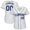 Custom White Navy Pinstripe Navy Authentic Baseball Jersey