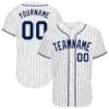 Custom White Navy Pinstripe Navy Authentic Baseball Jersey