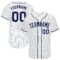 Custom White Navy Pinstripe Navy Authentic Baseball Jersey