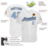 Custom White Black Pinstripe Light Blue-Black Authentic Baseball Jersey