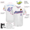 Custom White Light Blue Black-Pink Authentic Baseball Jersey