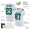 Custom White Kelly Green-Black Mesh Authentic Football Jersey
