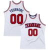 Custom White Red-Navy Authentic Throwback Basketball Jersey
