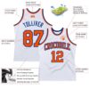 Custom White Orange-Royal Authentic Throwback Basketball Jersey