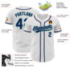 Custom White Navy Gray-Teal Authentic Baseball Jersey