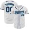Custom White Navy Gray-Teal Authentic Baseball Jersey
