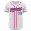 Custom White Light Blue Black-Pink Authentic Baseball Jersey