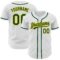 Custom White Green-Gold Authentic Baseball Jersey