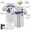 Custom White Purple-Black Authentic Baseball Jersey