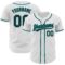 Custom White Black-Teal Authentic Baseball Jersey