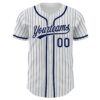 Custom White Navy Pinstripe Navy Authentic Baseball Jersey