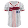 Custom White Navy Pinstripe Red Authentic Baseball Jersey