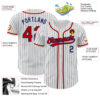 Custom White Navy Pinstripe Red Authentic Baseball Jersey