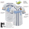 Custom White Light Blue Pinstripe Light Blue-Navy Authentic Baseball Jersey