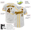 Custom White Brown Pinstripe Brown-Gold Authentic Baseball Jersey