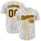 Custom White Brown Pinstripe Brown-Gold Authentic Baseball Jersey