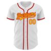 Custom White Gold-Red Authentic Baseball Jersey