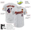 Custom White Navy Pinstripe Navy-Orange Authentic Baseball Jersey
