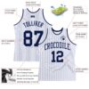 Custom White Navy Pinstripe Navy Authentic Basketball Jersey