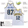 Custom White Royal Pinstripe Royal-Gold Authentic Basketball Jersey