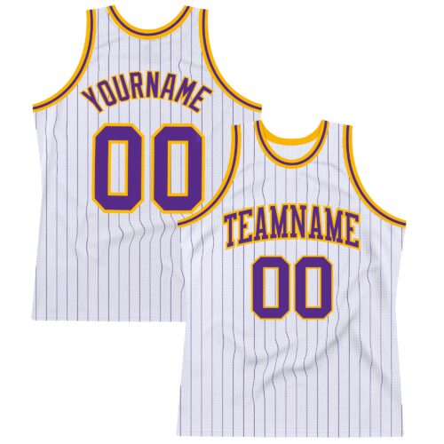 White1263_ee72b24c-2cf3-4c47-91f6-74235058df98 Custom White Purple Pinstripe Purple-Gold Authentic Basketball Jersey