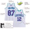 Custom White Purple Pinstripe Purple-Teal Authentic Basketball Jersey