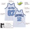 Custom White Light Blue Pinstripe Light Blue-Navy Authentic Basketball Jersey
