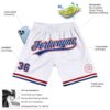 Custom White Royal-Red Authentic Throwback Basketball Shorts