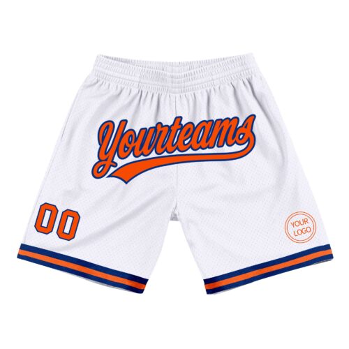 White1294 Custom White Orange-Royal Authentic Throwback Basketball Shorts