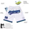 Custom White Purple Teal-Black Authentic Throwback Basketball Shorts