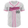Custom White Black Pinstripe Pink Authentic Baseball Jersey