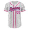 Custom White Black Pinstripe Pink-Light Blue Authentic Baseball Jersey