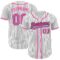 Custom White Black Pinstripe Pink-Light Blue Authentic Baseball Jersey