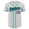 Custom White Black Pinstripe Teal Authentic Baseball Jersey