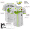 Custom White Black Pinstripe Neon Green Authentic Baseball Jersey