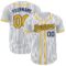 Custom White Navy Pinstripe Gold Authentic Baseball Jersey