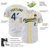 Custom White Royal Pinstripe Royal-Yellow Authentic Baseball Jersey